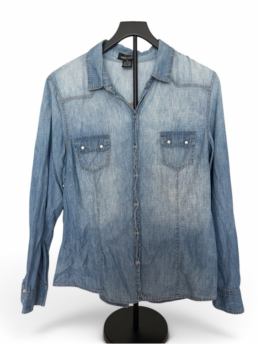 Vintage Wet Seal 100% Cotton Light Blue Denim Shirt Sz. XL